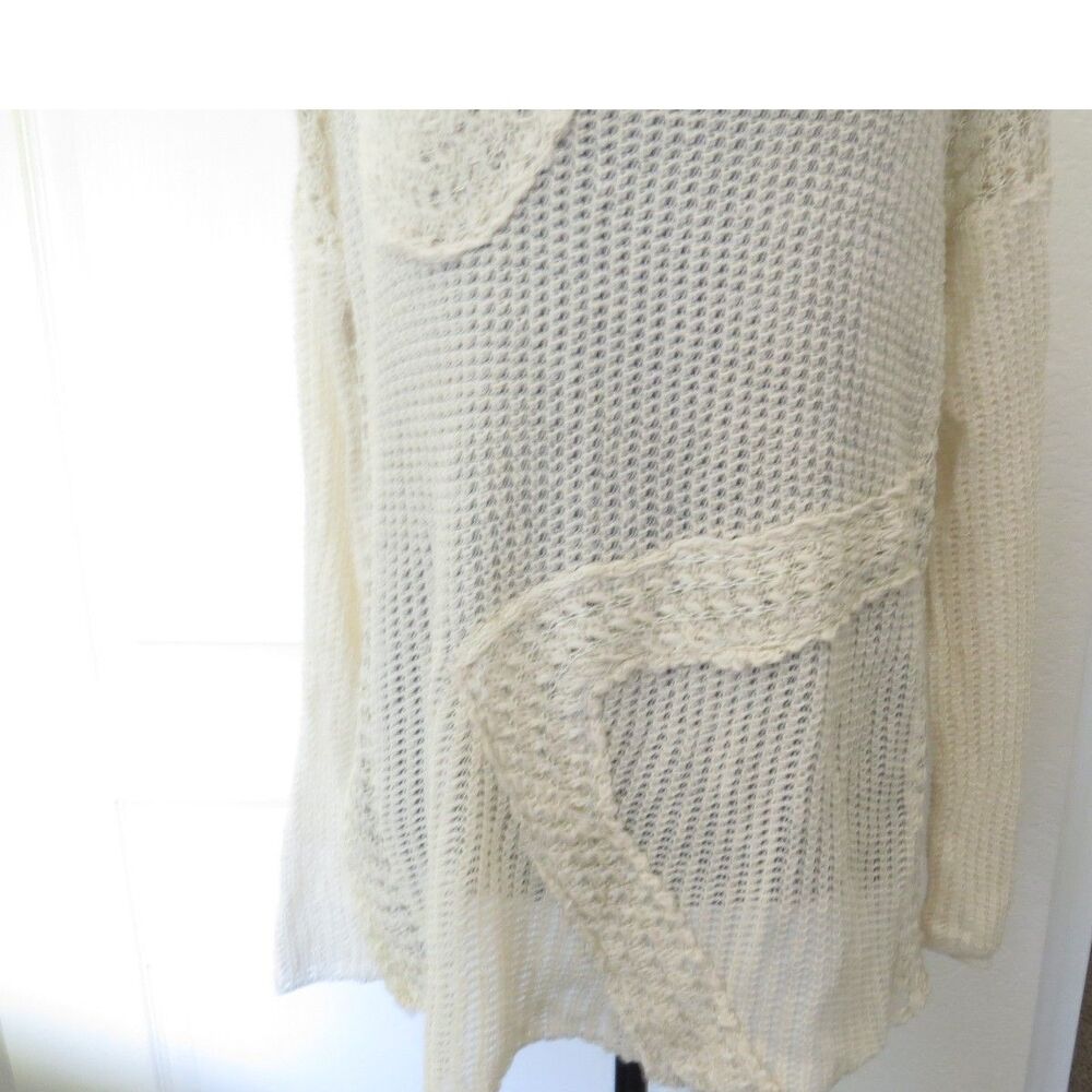 Love Stitch women's Patchwork Open Knot Sweater Boho Slouchy Cream L EUC - Picture 6 of 12